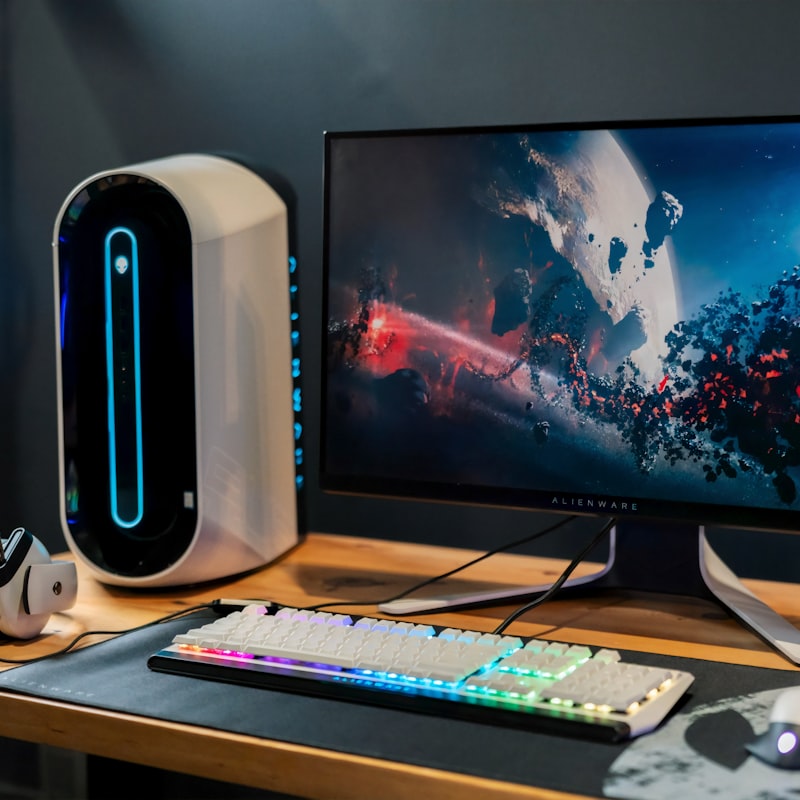 Modern monitor and desk setup